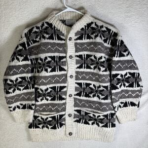 Otavalo Native American Wool Cardigan Sweater Mens XL Ecuador Fair Isle Nordic